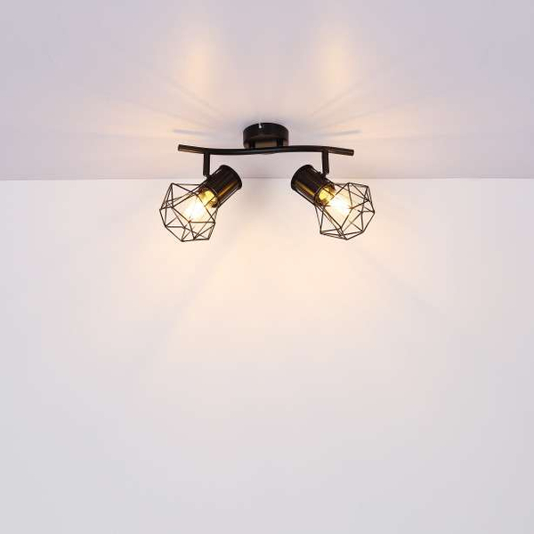 Industrialna LAMPA sufitowa PRISKA 54017-2 Globo metalowa OPRAWA plafon druciane klatki regulowane czarne