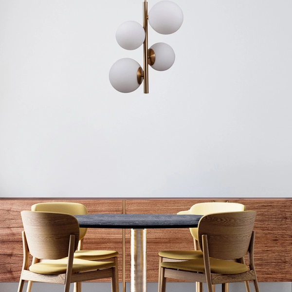 LAMPA wisząca RIGA PND-44213-4-HBR Italux loftowa OPRAWA modernistyczny ZWIS kule balls mosiądz