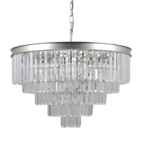 Żyrandol LAMPA wisząca VERDES PND-44372-11A-SLVR-BRW Italux szklana OPRAWA glamour ZWIS pałacowy srebrny przezroczysty