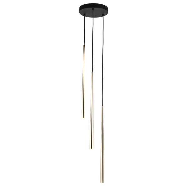 Kaskadowa lampa wisząca Piano 10117 rurka tuby złota czarna