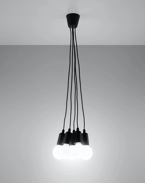 Industrialna LAMPA wisząca SL.0574 przewody OPRAWKA zwis pająk czarna