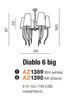 Sypialniany żyrandol Diablo nad łóżko lampa biała chrom