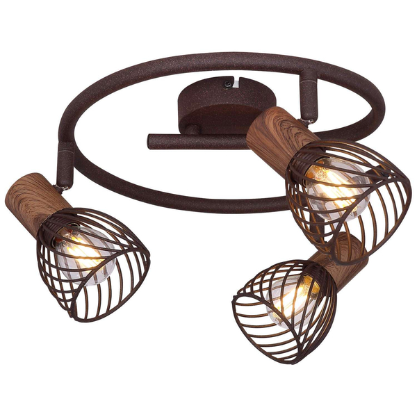 Sufitowa LAMPA retro ISABELLE 54817-3 Globo plafon OPRAWA metalowa spirala art deco rdzawa