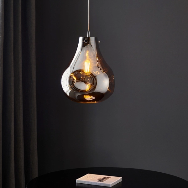 Wisząca lampa gruszka L&-199788 Light& szklany klosz chrom