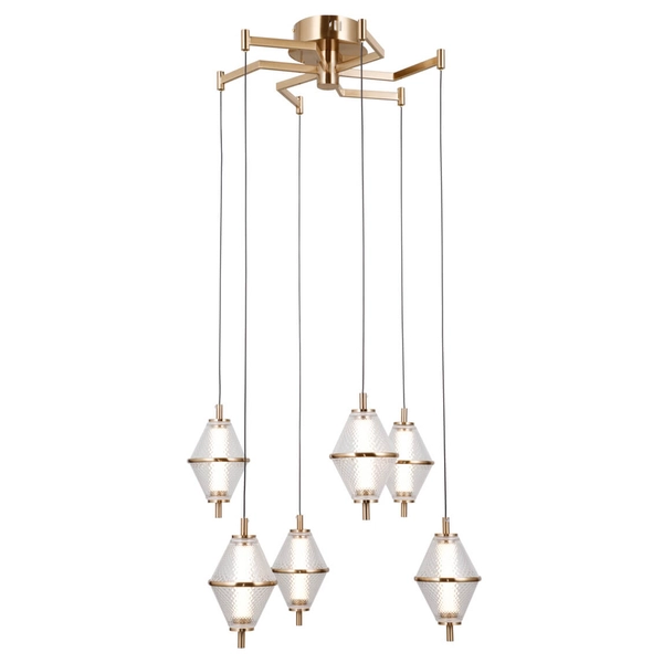 Lampa wisząca Fuente PND-34395-6-HBR LED 180W 3000K złoty przezroczysty