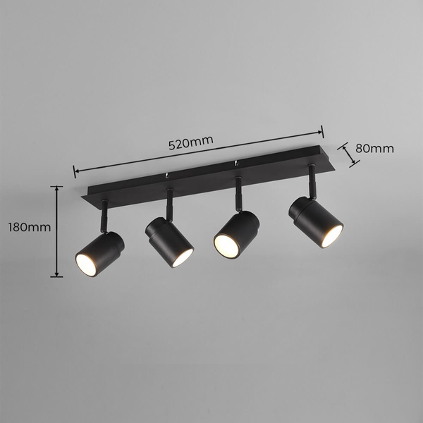 Sufitowa lampa regulowana BRISA DL432880400 IP44 tuby czarny