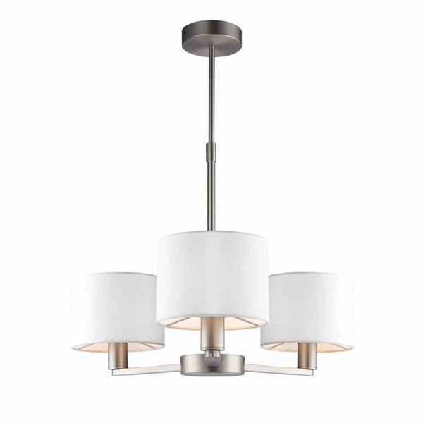 Lampa wisząca abażurowa Daley 60256 Endon nikiel biała srebrna