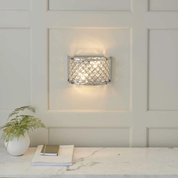 Ścienna lampa Hudson HUDSON-2WBCH Endon glamour chrom przezroczysta