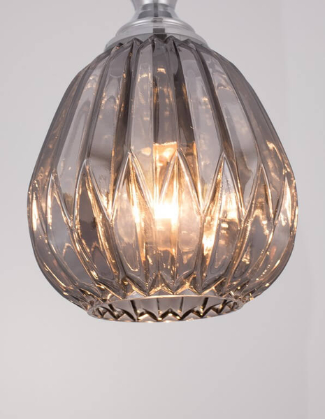 LAMPA wisząca BAILEN LE41892 Luces Exclusivas szklana OPRAWA zwis łezka chrom szara