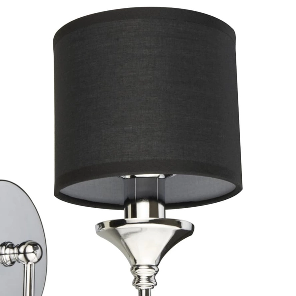 Klasyczna lampa ścienna Abu Dhabi w01837ch-bk Cosmolight metal tkanina srebrny czarny