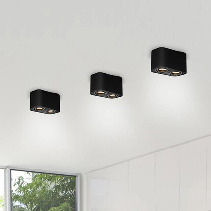 Czarny plafon do przedpokoju Kobald 2053 metalowa lampa natynkowa