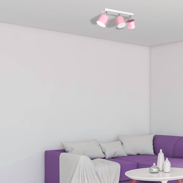 Regulowana lampa sufitowa Dixie reflektorki różowe białe