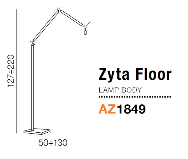 Stelaż do lampy podłogowej Zyta AZ1849 Azzardo do salonu regulowany czarny