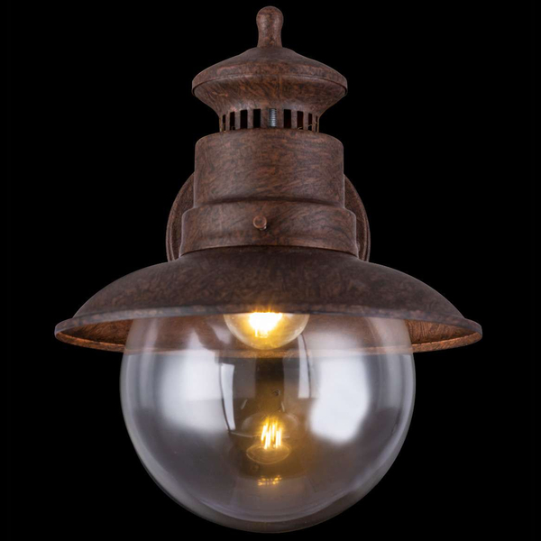 Elewacyjna LAMPA ścienna SELLA 3272R Globo metalowa OPRAWA industrialna KINKIET outdoor zewnętrzny IP44 rdza przezroczysty
