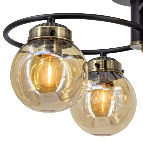 Industrialna lampa sufitowa Salsa 2216/4 BL 21QG czarna mosiądz