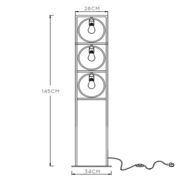 Lampa stojąca podłogowa SUUS 00727/03/30 Lucide vintage czarna