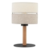 Stołowa nocna lampka Eco 5596 lniany abażur sosna beżowy czarny