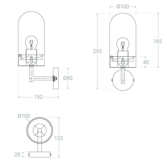Szklany kinkiet elewacyjny Gardena Clasica ABR-KZLC-E27 Abruzzo IP44 czarny