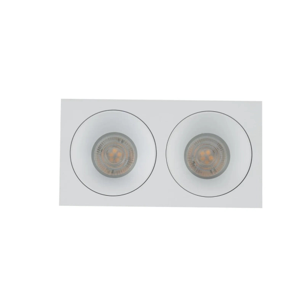 Sufitowa lampa PRISMA biała podwójna wpuszczana 2xGU10 IP65 10580