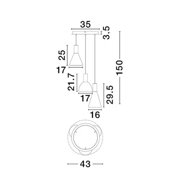 Potrójna lampa wisząca SARDUNO LE45138 LED 20W 3000K złota