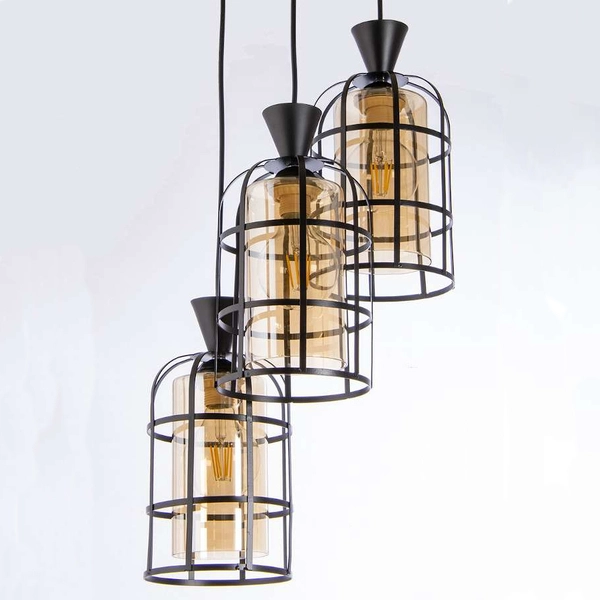 Loftowa lampa wisząca VEN W-5007/3 BK industrialna druciany czarny miodowy