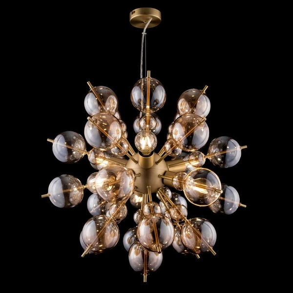 Modernistyczna LAMPA wisząca BOLLA MOD133PL-06BS Maytoni szklane kulki zwis bursztynowy mosiądz