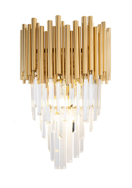 Kinkiet LAMPA ścienna VOGUE W0227 Maxlight kryształowa OPRAWA metalowe sople crystal glamour złote przezroczysta
