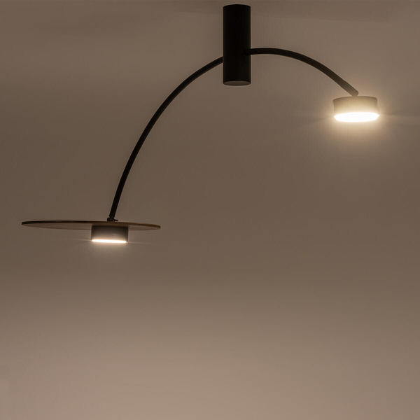 Lampa sufitowa Heft 10356 na wysięgniku czarna drewniana