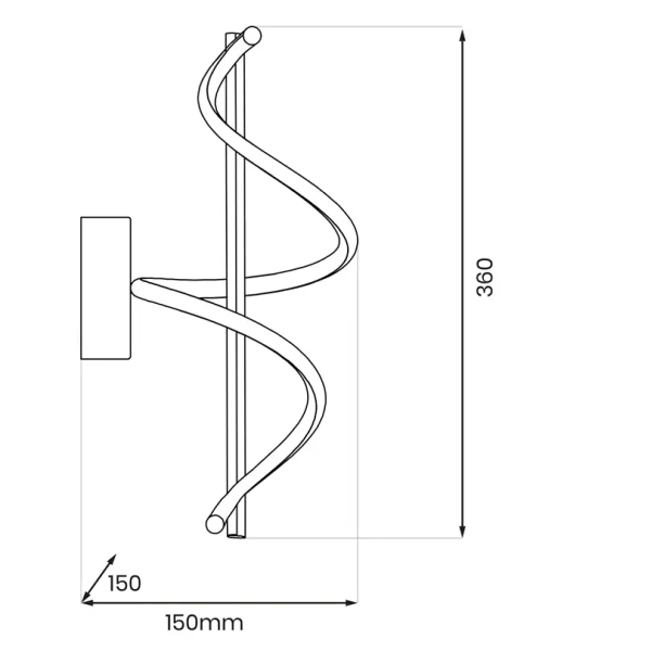 Spiralny kinkiet ścienny TWIST ML1058 LED 12W 4000K do kuchni czarny