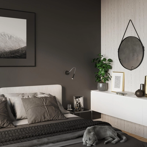 Regulowana LAMPA ścienna SL.0910 metalowa OPRAWA kinkiet na peszlu czarna