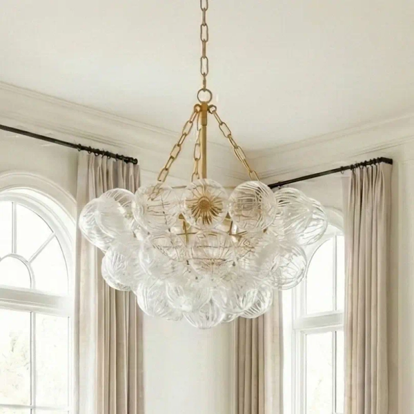 Molekułowa wisząca lampa COMO złoty mat metalowa szklana art deco G9 7p P07552AM