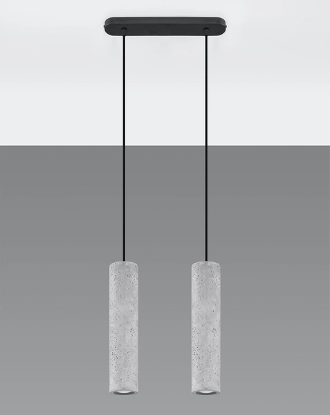 Betonowa LAMPA wisząca SL.0654 tuba OPRAWA ZWIS okrągły na listwie szare czarne