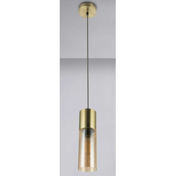 LAMPA wisząca ANNIKA 21000HM Globo szklana OPRAWA loftowy ZWIS tuba mosiężna bursztynowa