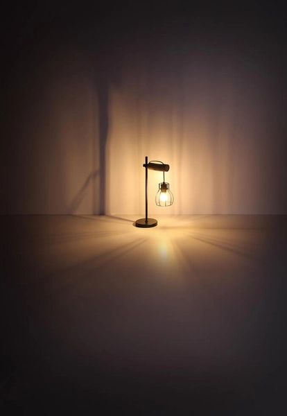 Biurkowa lampa Mina 15326TN do gabinetu czarna drewniana