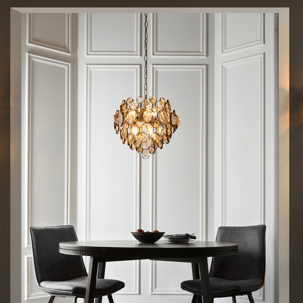 Lampa wisząca L&-191989 Light& monety szklane bursztynowe złota
