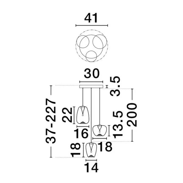 Potrójna wisząca lampa do salonu JAREVIA LE45126 LED 10W 3000K złota
