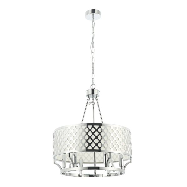 LAMPA wisząca Verno Cromo Orlicki Design metalowa OPRAWA ażurowy zwis chrom kremowy