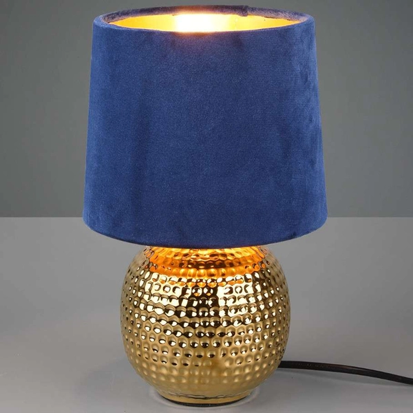 Stojąca LAMPA stołowa SOPHIA R50821012 RL Light nocna LAMPKA abażurowa na biurko niebieska złota