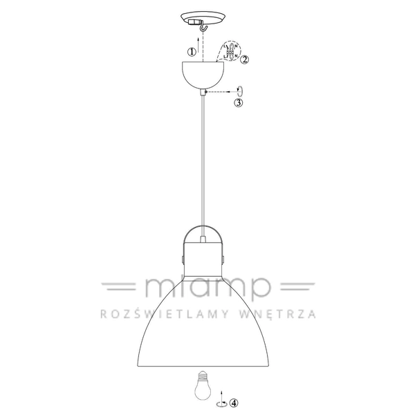 LAMPA wisząca EAGLE 106551 Markslojd metalowa OPRAWA zwis kopuła biała