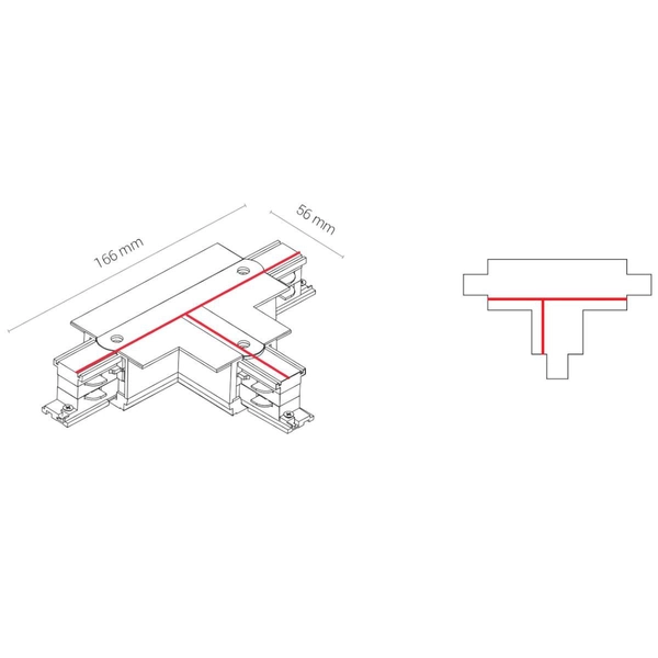 T-ŁĄCZNIK szynoprzewodu uziemienie wewnętrzne - prawe 8245 Nowodvorski do 3-fazowej szyny podtynkowej 230V biały