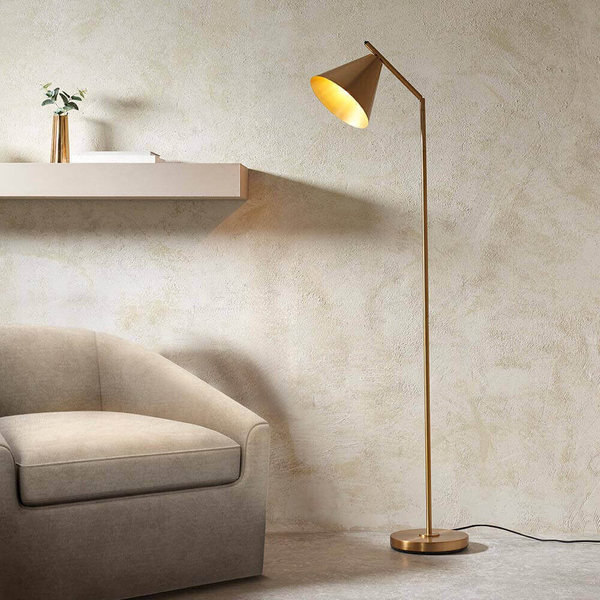 Regulowana lampa podłogowa 102369 Endon stożkowa do pokoju mosiądz