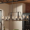 Lampa wisząca podłużna QN-ANGELO8-ISLE drewniana czarna