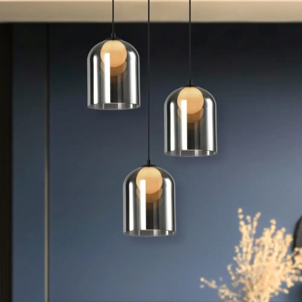Szklana wisząca lampa Klea 31-38340 szklana na korytarz grafitowa