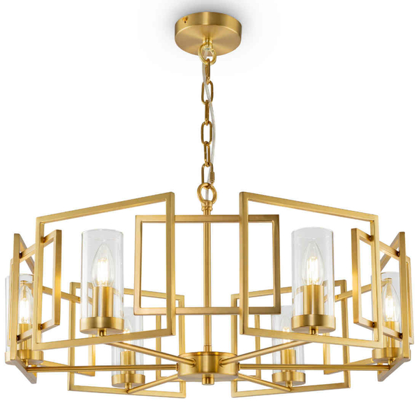 Lampa wisząca metalowa oprawa zwis na łańcuchu złoty BOWI OUTLET