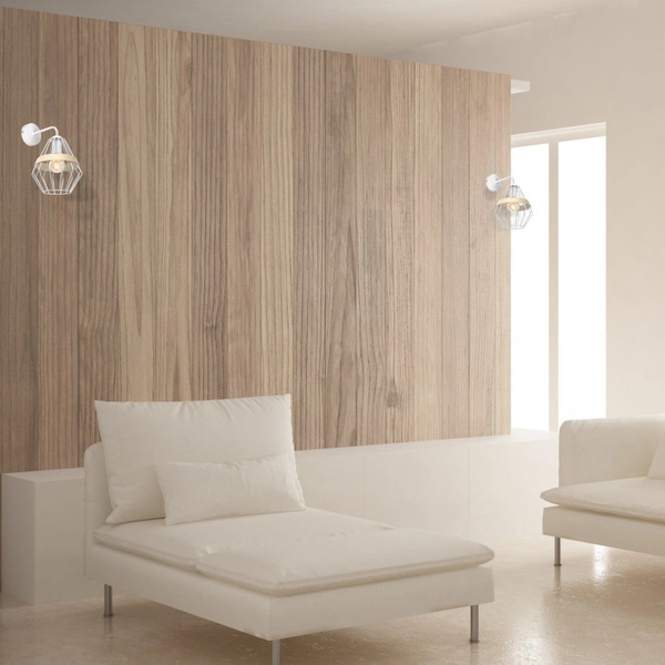 Skandynawska LAMPA ścienna CLIFF MLP5517 Milagro metalowa OPRAWA druciana klatka KINKIET hygge drewno biały