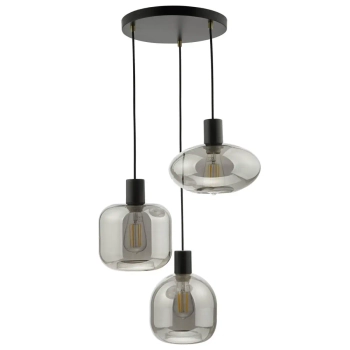 Potrójna lampa wisząca Aiden AID0310 szklane kule przydymione czarny