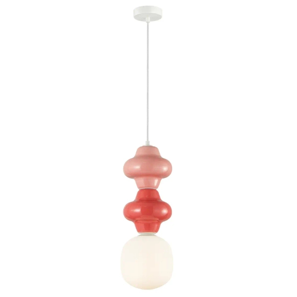 Lampa ceramiczna wisząca Latera PND-94331C-1S-MLTI różowa