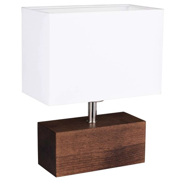 Stojąca LAMPA stołowa THEO 7462176 Spotlight abażurowa LAMPKA biurkowa ekologiczna drewniana orzech biała