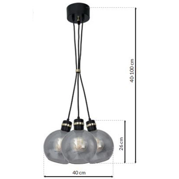 Wisząca LAMPA loftowa OMEGA MLP6532 Milagro szklana OPRAWA industrialny ZWIS kule balls czarne przezroczyste