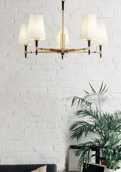 Lampa wisząca z kloszami Zaragoza H001CL-05BS metalowa mosiądz